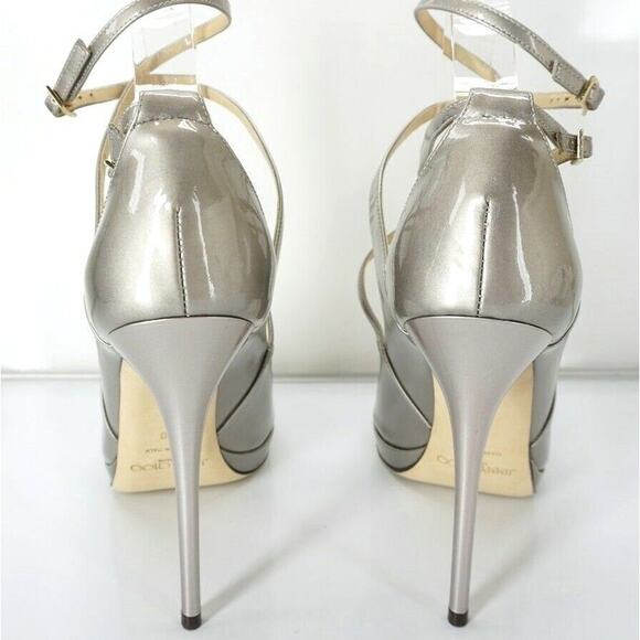Jimmy Choo Metallic Patent Atlas Platform Strappy Sandals - Picture 2 of 10